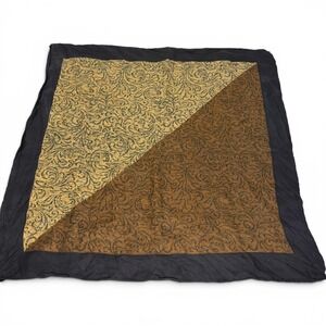 Vintage All Silk Made in Japan Square Scarf Brown Gold Black Paisley Floral